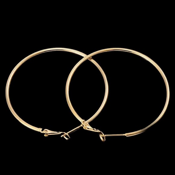 18K Gold Plated Sterling Silver Post Hoop Earrings - Picture 4 of 5